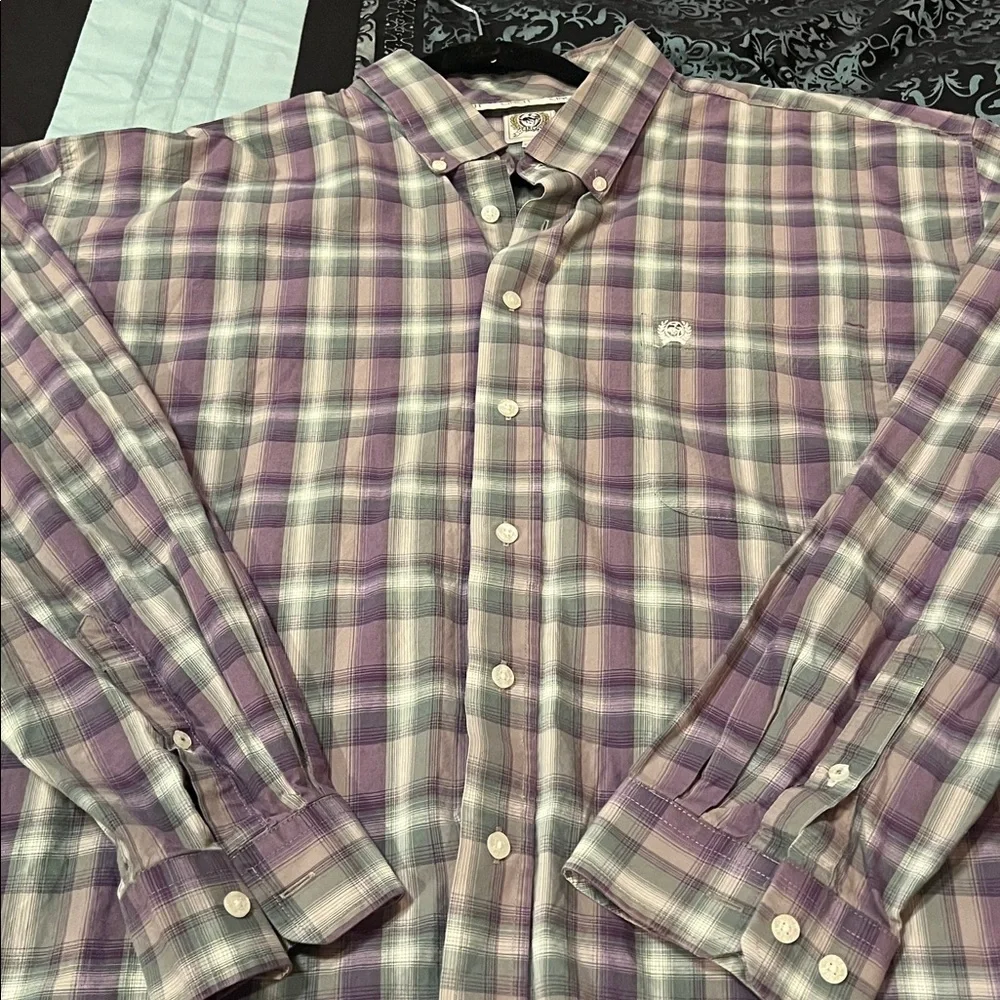 Cinch Men's Purple and Cream Plaid Shirt, very nice design, size XXL